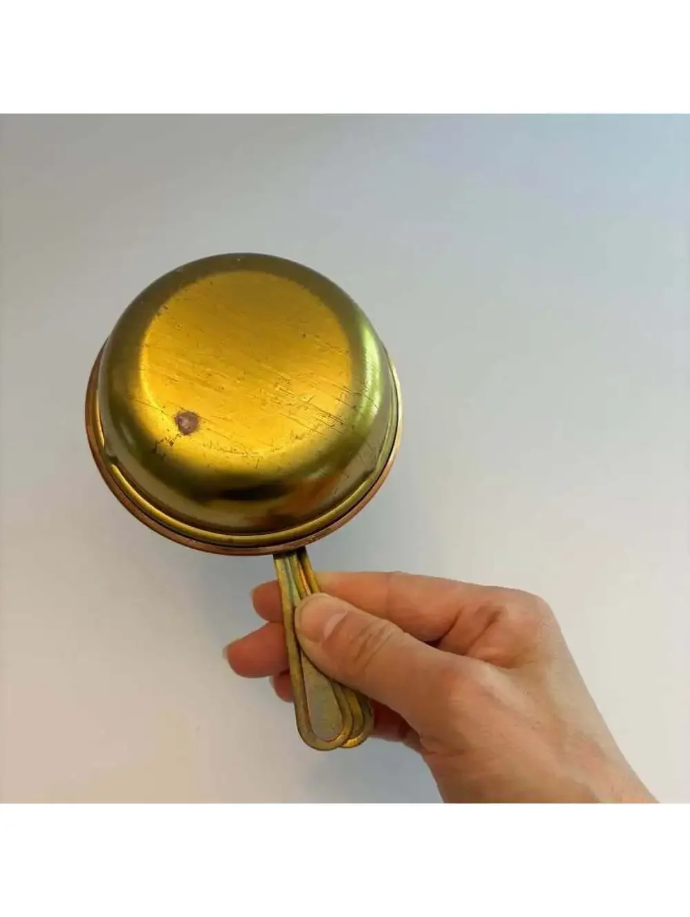Vintage Copper Brass Chafing Dish Fondue Alcohol Fuel Burner w Snuffer Cover
